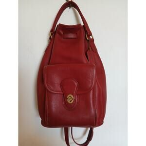 Vintage COACH Brick Red Leather Backpack Purse Brass Hardware
